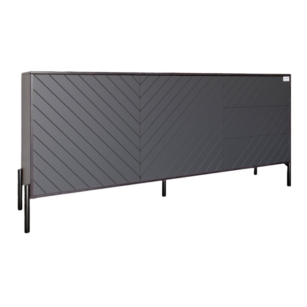 Комод с черными металлическими ножками LION Амарант 168x40x76,5 см Бетон темный/Графитовый (LION-041885)