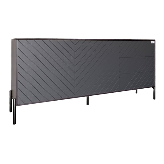 Комод с черными металлическими ножками LION Амарант 168x40x76,5 см Бетон темный/Графитовый (LION-041885)