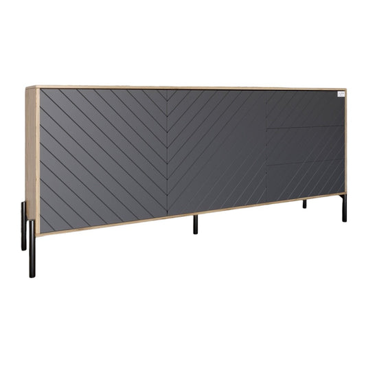 Комод с черными металлическими ножками LION Амарант 168x40x76,5 см Дуб Аппалачи/Графитовый (LION-041887)