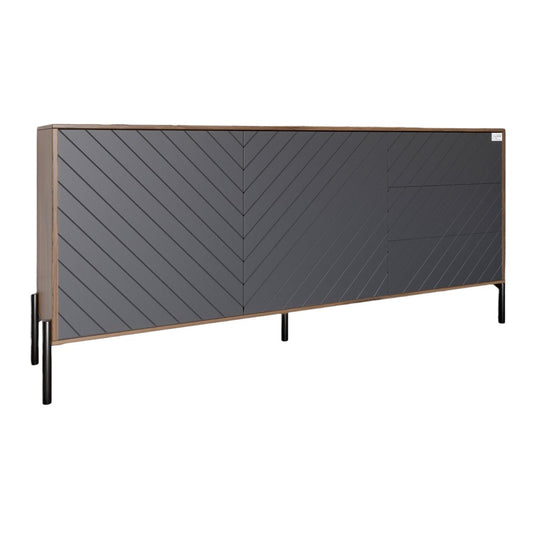 Комод с черными металлическими ножками LION Амарант 168x40x76,5 см Дуб Ливорно/Графитовый (LION-041890)