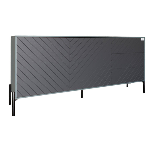 Комод с черными металлическими ножками LION Амарант 168x40x76,5 см Гранит серый/Графитовый (LION-041886)