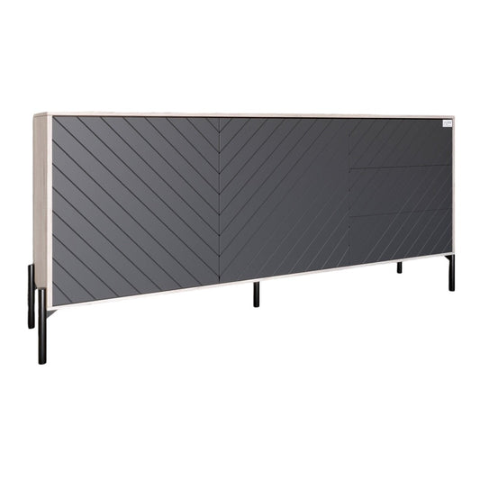 Комод с черными металлическими ножками LION Амарант 168x40x76,5 см Самоа Дымчатый/Графитовый (LION-041898)