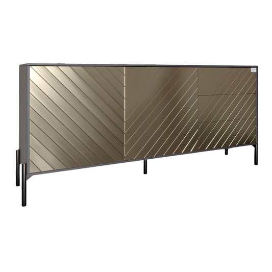 Комод с черными металлическими ножками LION Амарант 168x40x76,5 см Антрацит/Перламутровый металлик (RAL-7048) 1680x400x765 мм (LION-041918)