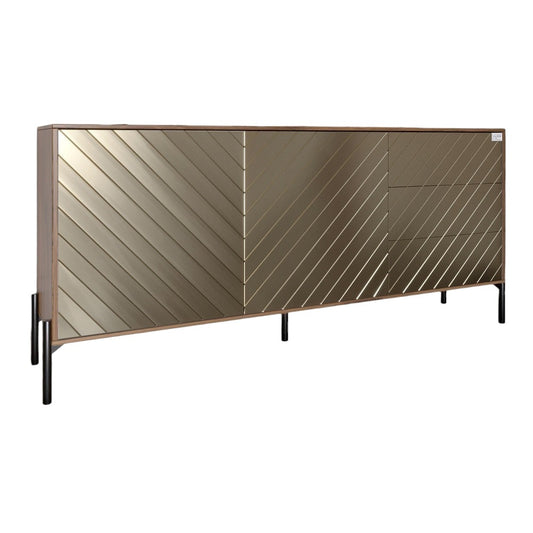 Комод с черными металлическими ножками LION Амарант 168x40x76,5 см Дуб Ливорно/Перламутровый металлик (RAL-7048) 1680x400x765 мм (LION-041931)