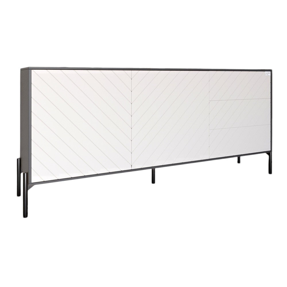 Комод с черными металлическими ножками LION Амарант 168x40x76,5 см Антрацит/Белый (LION-041902)