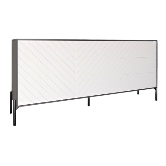 Комод с черными металлическими ножками LION Амарант 168x40x76,5 см Антрацит/Белый (LION-041902)