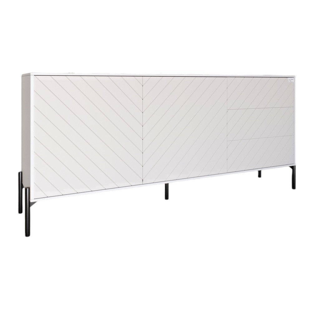 Комод с черными металлическими ножками LION Амарант 168x40x76,5 см Нимфея Альба (белый)/Белый (LION-041916)