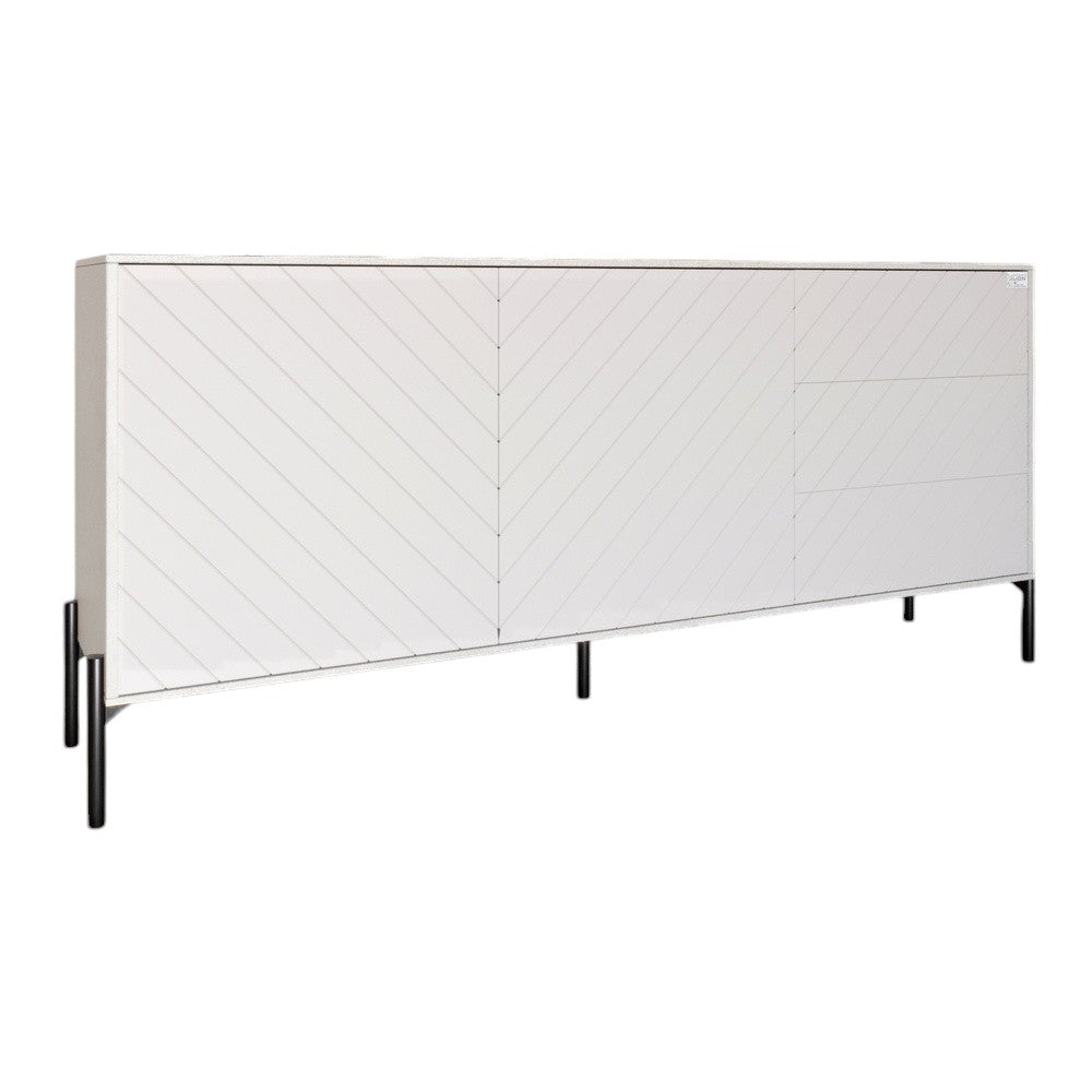 Комод с черными металлическими ножками LION Амарант 168x40x76,5 см Бетон Style/Белый (LION-041907)