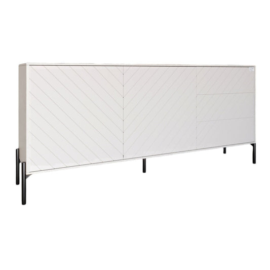 Комод с черными металлическими ножками LION Амарант 168x40x76,5 см Бетон Style/Белый (LION-041907)