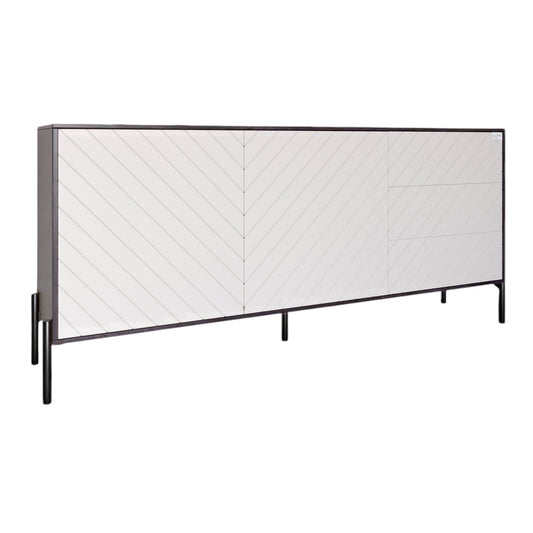 Комод с черными металлическими ножками LION Амарант 168x40x76,5 см Бетон темный/Белый (LION-041915)