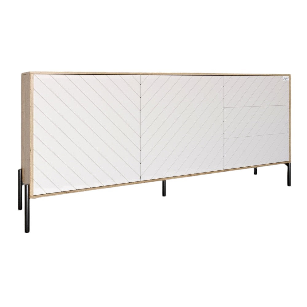 Комод с черными металлическими ножками LION Амарант 168x40x76,5 см Дуб Аппалачи/Белый (LION-041906)