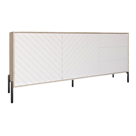 Комод с черными металлическими ножками LION Амарант 168x40x76,5 см Дуб сонома/Белый (LION-041903)