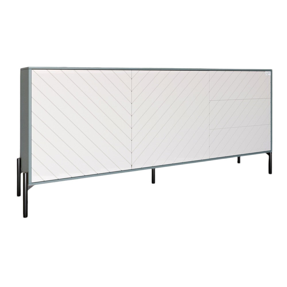 Комод с черными металлическими ножками LION Амарант 168x40x76,5 см Гранит серый/Белый (LION-041904)