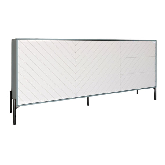 Комод с черными металлическими ножками LION Амарант 168x40x76,5 см Гранит серый/Белый (LION-041904)