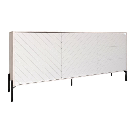 Комод с черными металлическими ножками LION Амарант 168x40x76,5 см Самоа Дымчатый/Белый (LION-041917)