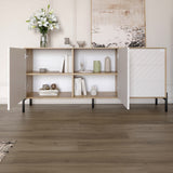 Комод с черными металлическими ножками LION Амарант 168x40x76,5 см Дуб сонома трюфель/Перламутровый металлик (RAL-7048) 1680x400x765 мм (LION-041926)