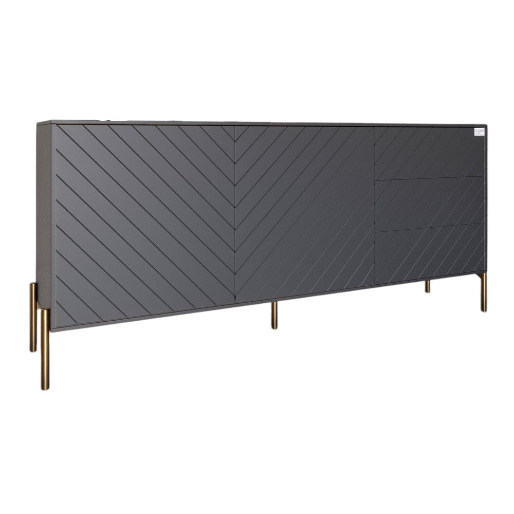 Комод с золотыми металлическими ножками LION Амарант 168x40x76,5 см Антрацит/Графитовый (LION-041933)