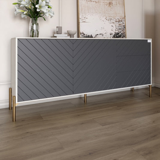 Комод с золотыми металлическими ножками LION Амарант 168x40x76,5 см Бетон Style/Графитовый (LION-041939)