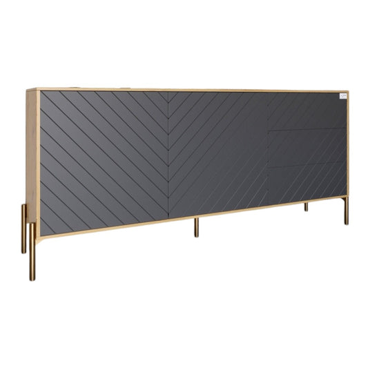 Комод с золотыми металлическими ножками LION Амарант 168x40x76,5 см Дуб Артизан/Графитовый (LION-041941)