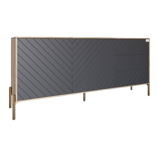 Комод с золотыми металлическими ножками LION Амарант 168x40x76,5 см Антрацит/Графитовый (LION-041947)