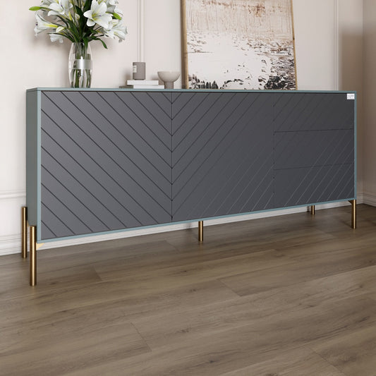 Комод с золотыми металлическими ножками LION Амарант 168x40x76,5 см Гранит серый/Графитовый (LION-041943)