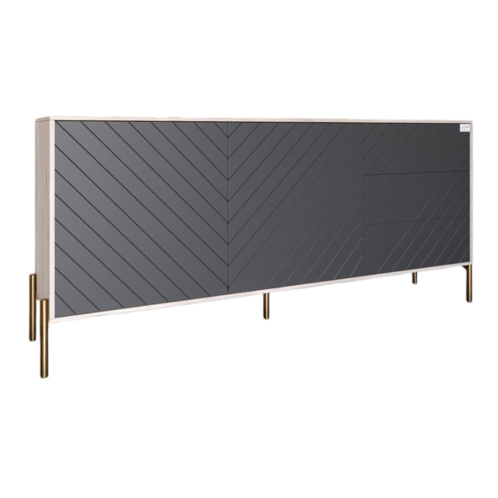 Комод с золотыми металлическими ножками LION Амарант 168x40x76,5 см Самоа Дымчатый/Графитовый (LION-041949)