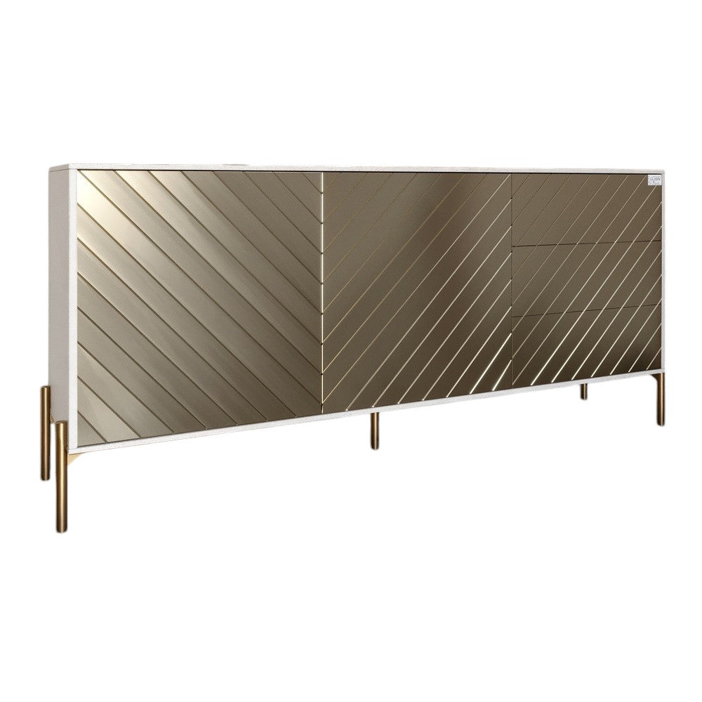 Комод с золотыми металлическими ножками LION Амарант 168x40x76,5 см Бетон Style/Перламутровый металлик (RAL-7048) 1680x400x765 мм (LION-041972)