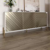 Комод с золотыми металлическими ножками LION Амарант 168x40x76,5 см Бетон Style/Перламутровый металлик (RAL-7048) 1680x400x765 мм (LION-041972)