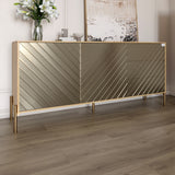 Комод с золотыми металлическими ножками LION Амарант 168x40x76,5 см Дуб Артизан/Перламутровый металлик (RAL-7048) 1680x400x765 мм (LION-041976)