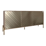 Комод с золотыми металлическими ножками LION Амарант 168x40x76,5 см Дуб Ливорно/Перламутровый металлик (RAL-7048) 1680x400x765 мм (LION-041977)