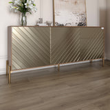 Комод с золотыми металлическими ножками LION Амарант 168x40x76,5 см Дуб Ливорно/Перламутровый металлик (RAL-7048) 1680x400x765 мм (LION-041977)