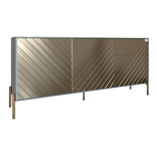 Комод с золотыми металлическими ножками LION Амарант 168x40x76,5 см Гранит серый/Перламутровый металлик (RAL-7048) 1680x400x765 мм (LION-041968)