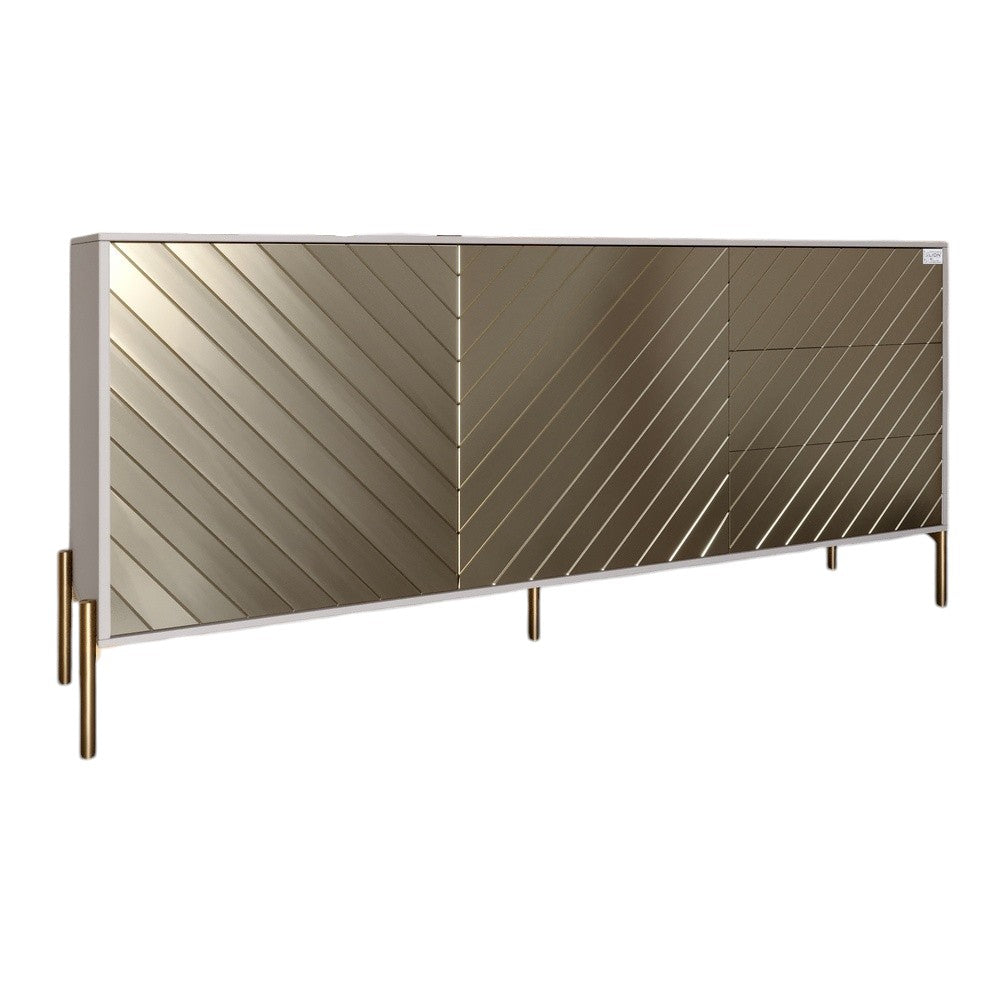 Комод с золотыми металлическими ножками LION Амарант 168x40x76,5 см Кашемир/Перламутровый металлик (RAL-7048) 1680x400x765 мм (LION-041971)