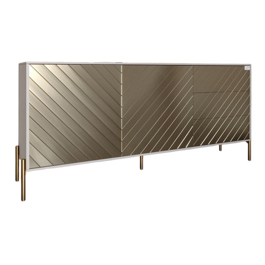 Комод с золотыми металлическими ножками LION Амарант 168x40x76,5 см Кашемир/Перламутровый металлик (RAL-7048) 1680x400x765 мм (LION-041971)