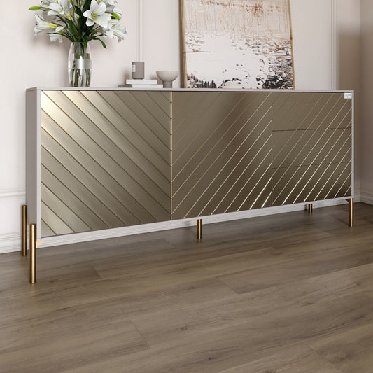 Комод с золотыми металлическими ножками LION Амарант 168x40x76,5 см Кашемир/Перламутровый металлик (RAL-7048) 1680x400x765 мм (LION-041971)