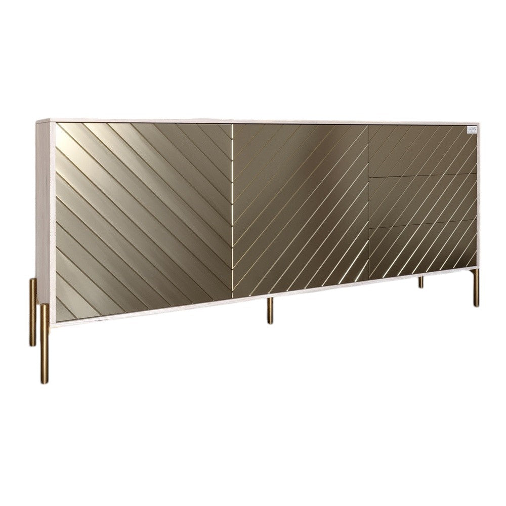 Комод с золотыми металлическими ножками LION Амарант 168x40x76,5 см Самоа Дымчатый/Перламутровый металлик (RAL-7048) 1680x400x765 мм (LION-041980)