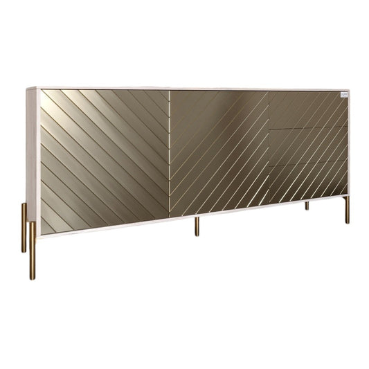 Комод с золотыми металлическими ножками LION Амарант 168x40x76,5 см Самоа Дымчатый/Перламутровый металлик (RAL-7048) 1680x400x765 мм (LION-041980)