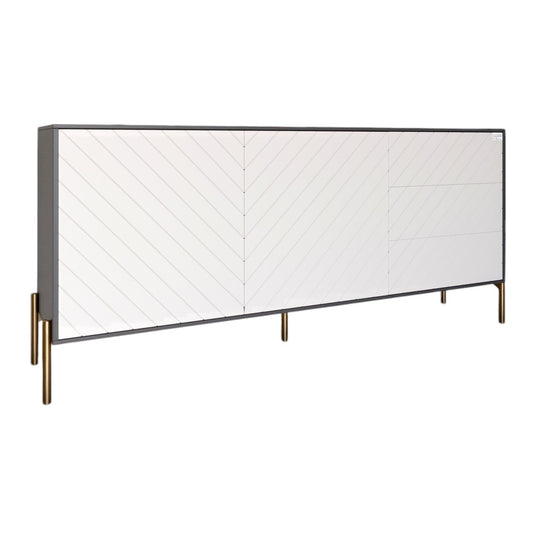 Комод с золотыми металлическими ножками LION Амарант 168x40x76,5 см Антрацит/Белый (LION-041950)