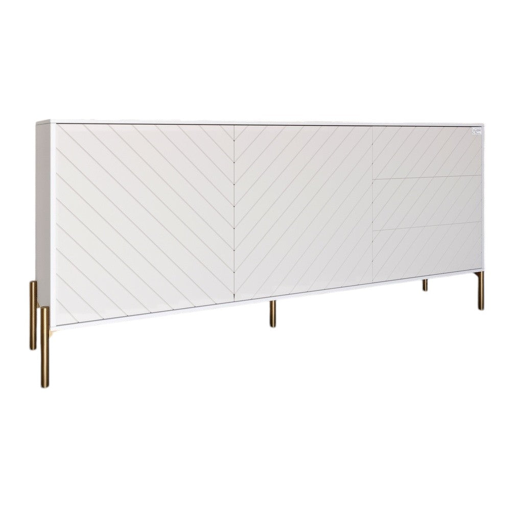 Комод с золотыми металлическими ножками LION Амарант 168x40x76,5 см Нимфея Альба (белый)/Белый (LION-041953)