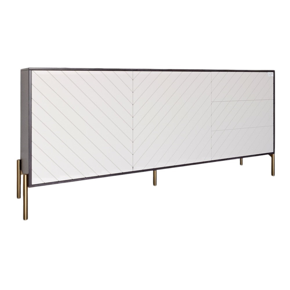 Комод с золотыми металлическими ножками LION Амарант 168x40x76,5 см Бетон темный/Белый (LION-041960)