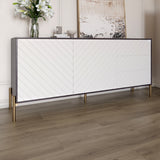 Тумба под телевизор с золотыми металлическими ножками LION Амарант 168x40x76,5 см Бетон темный/Белый (LION-043076)