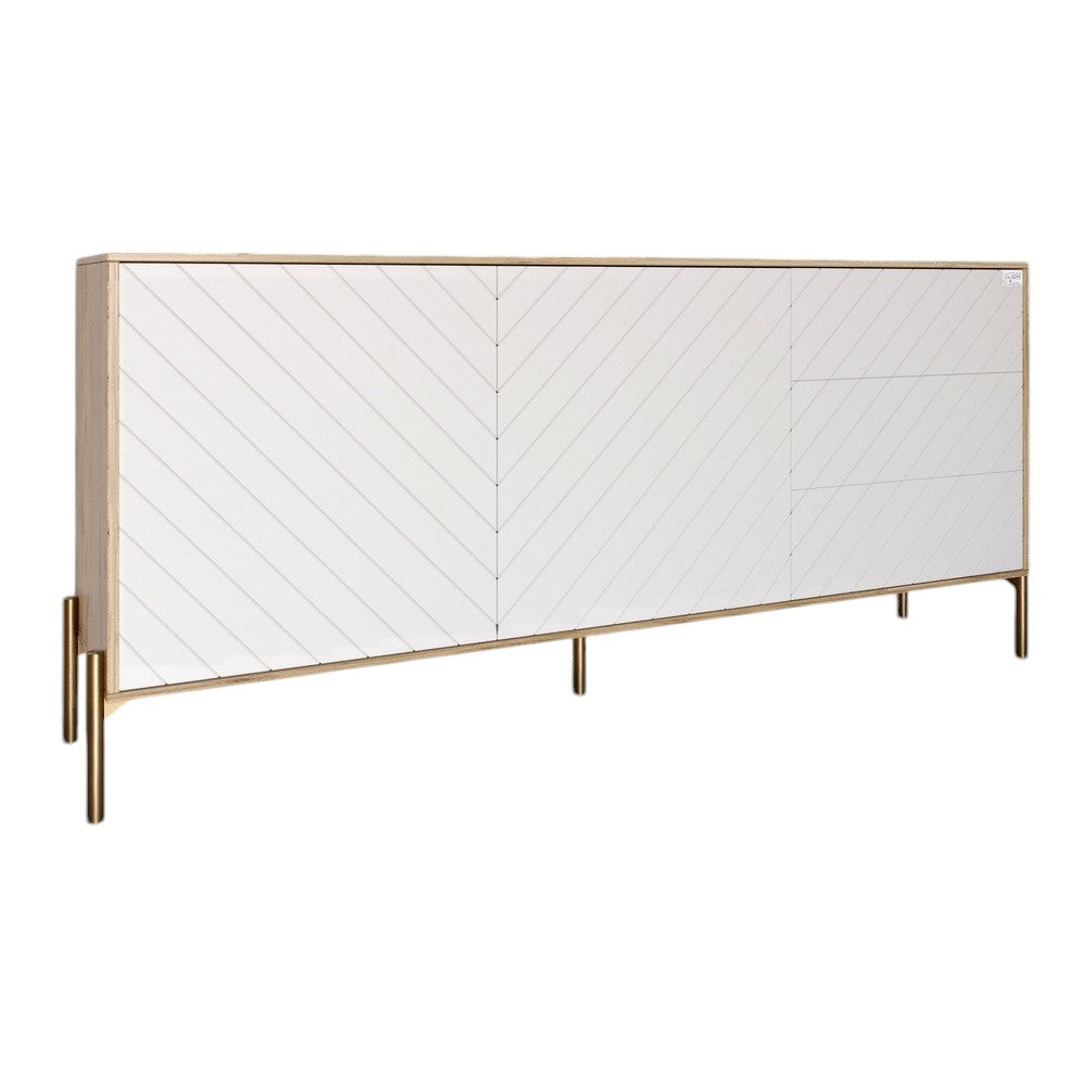 Комод с золотыми металлическими ножками LION Амарант 168x40x76,5 см Дуб Аппалачи/Белый (LION-041964)