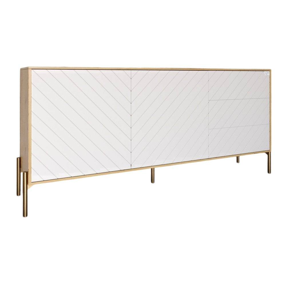 Комод с золотыми металлическими ножками LION Амарант 168x40x76,5 см Дуб Артизан/Белый (LION-041956)