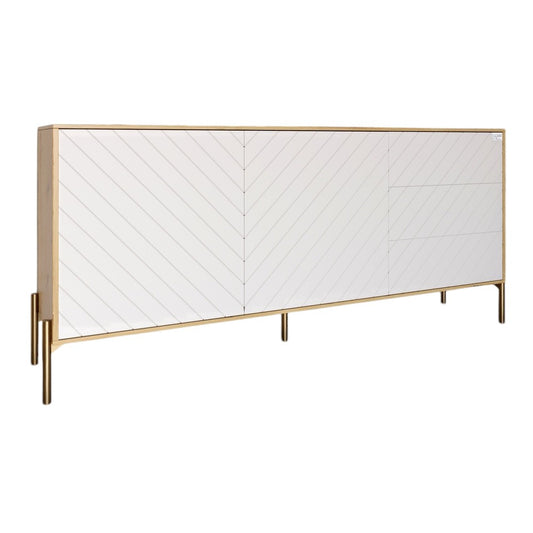 Комод с золотыми металлическими ножками LION Амарант 168x40x76,5 см Дуб Артизан/Белый (LION-041956)