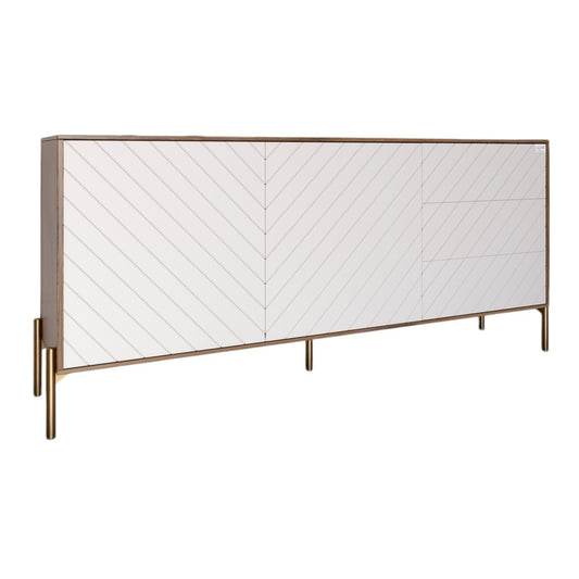 Комод с золотыми металлическими ножками LION Амарант 168x40x76,5 см Дуб Ливорно/Белый (LION-041961)