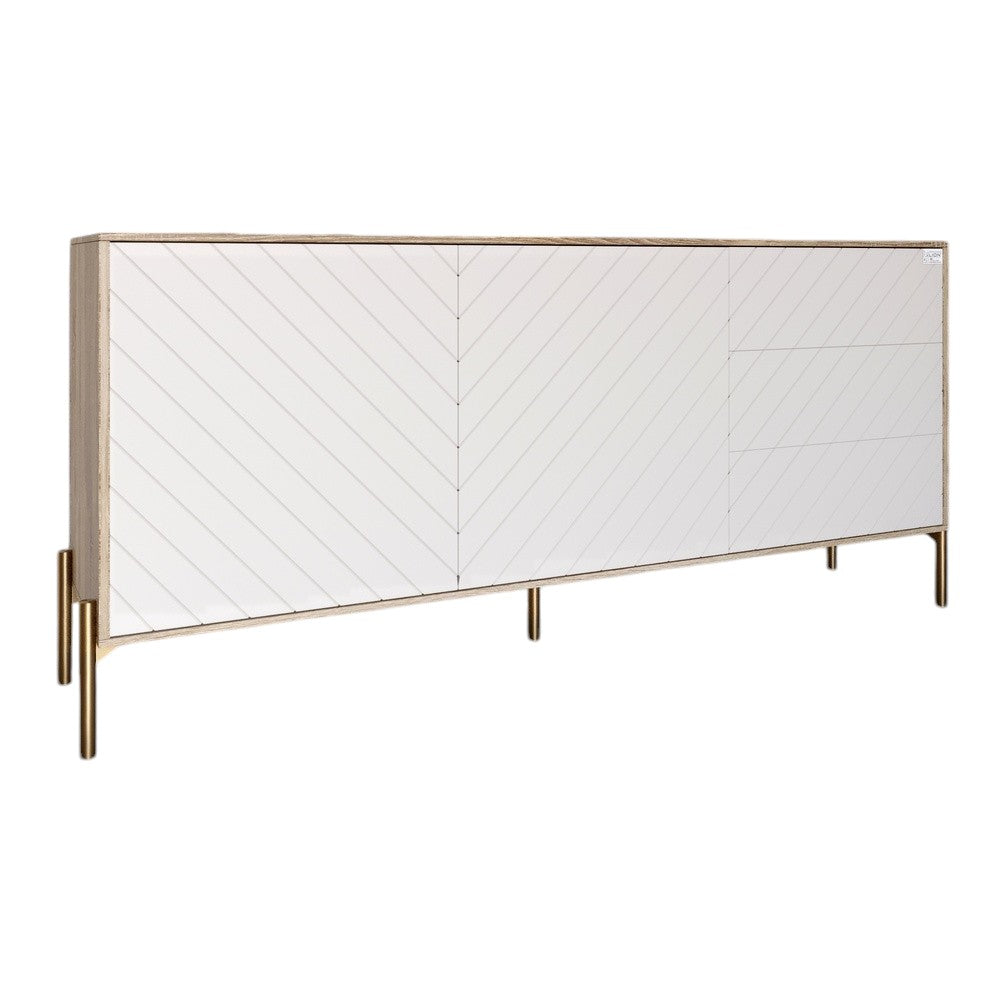 Комод с золотыми металлическими ножками LION Амарант 168x40x76,5 см Дуб сонома трюфель/Белый (LION-041963)