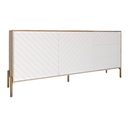 Комод с золотыми металлическими ножками LION Амарант 168x40x76,5 см Дуб сонома трюфель/Белый (LION-041963)