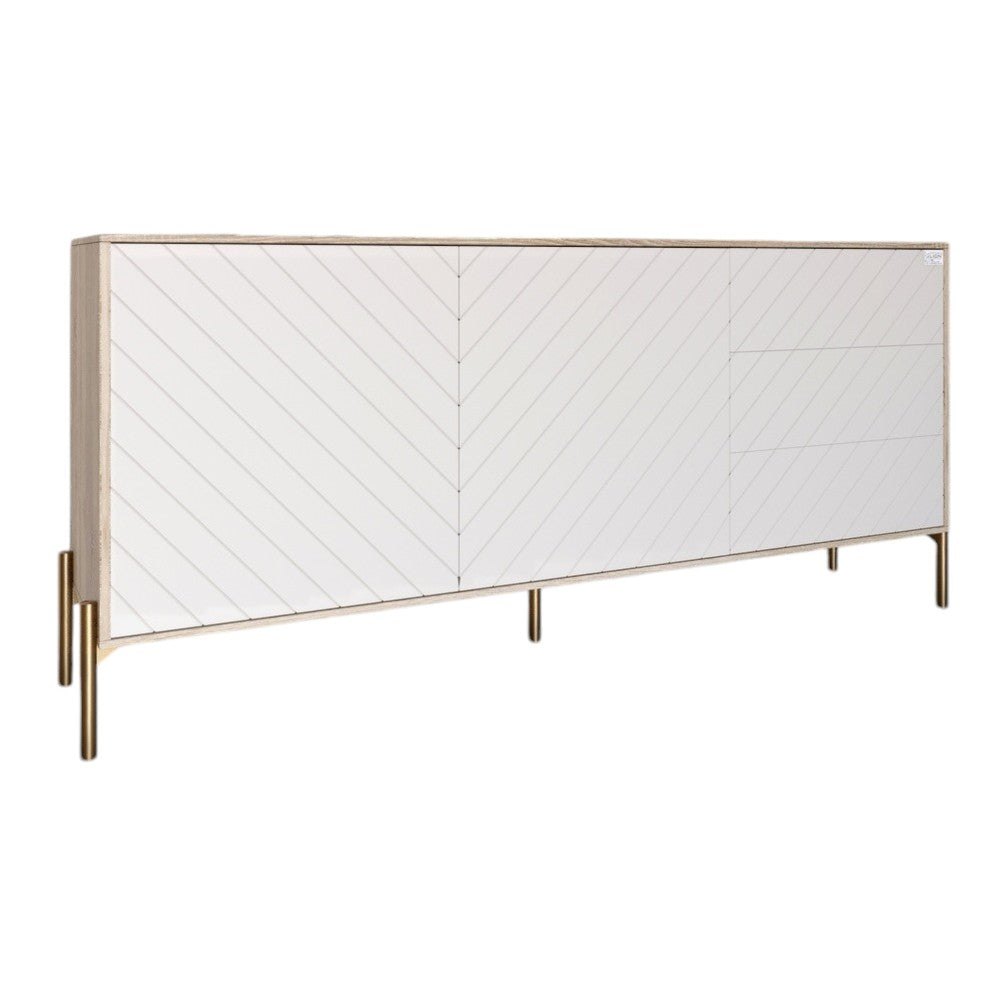 Комод с золотыми металлическими ножками LION Амарант 168x40x76,5 см Дуб сонома/Белый (LION-041951)