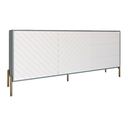 Комод с золотыми металлическими ножками LION Амарант 168x40x76,5 см Гранит серый/Белый (LION-041957)