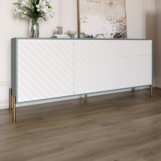 Комод с золотыми металлическими ножками LION Амарант 168x40x76,5 см Гранит серый/Белый (LION-041957)